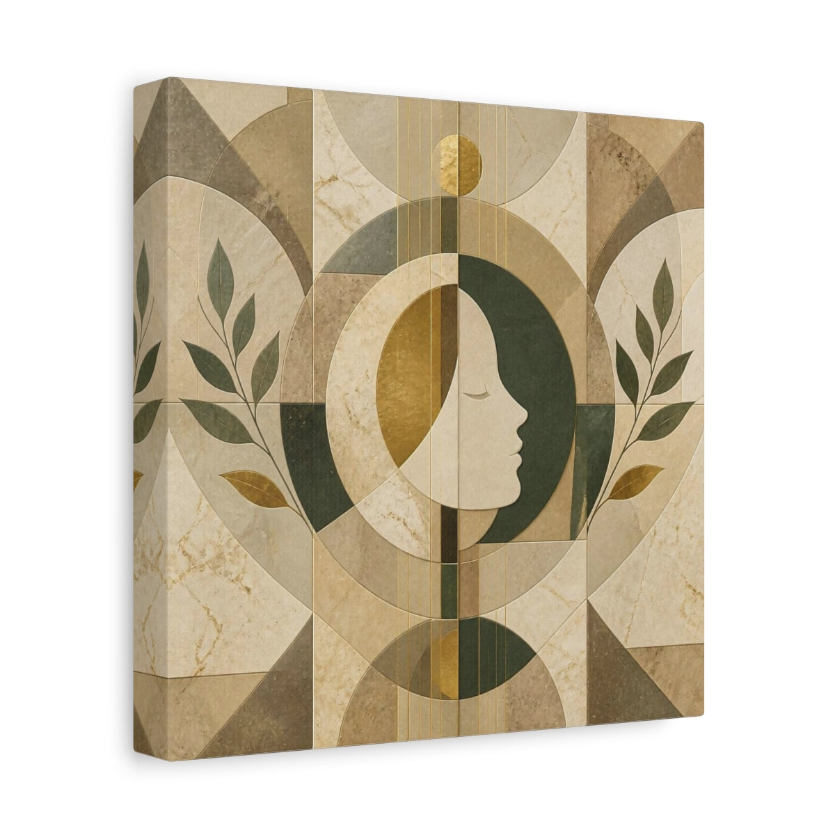 Side Mockup 9. Abstract Contemplative Face shown as canvas print