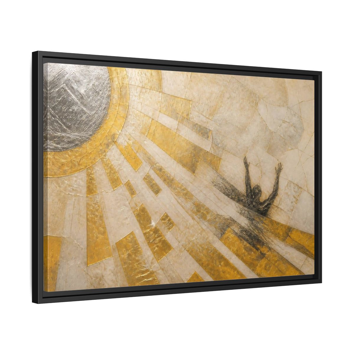 Side Mockup 14. Abstract Falling Silhouette shown as framed canvas print