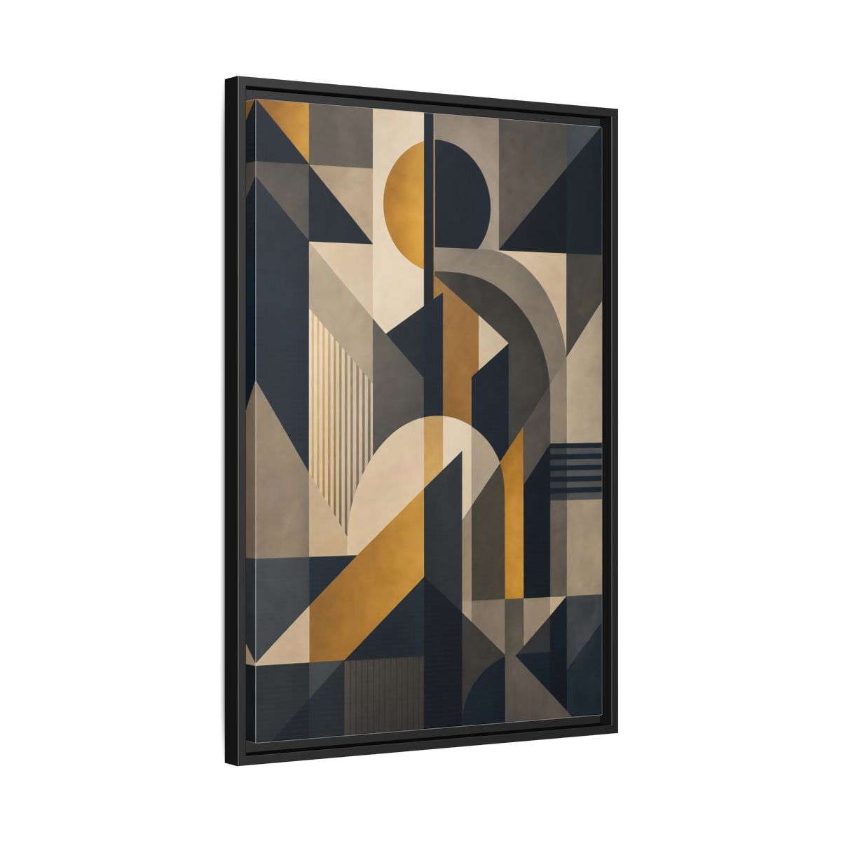 Abstract Geometric Shapes Framed Canvas Wall Art - Living Room Decor, Above Couch shown as canvas wall art