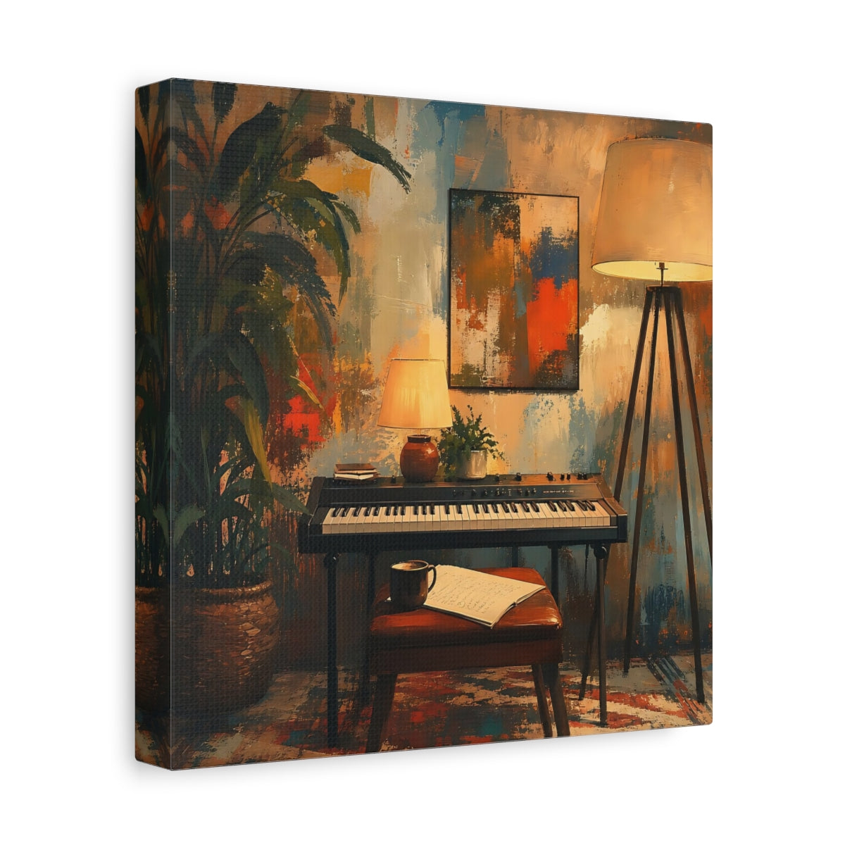 Side Mockup 9. Abstract Keyboard Abstract Music Room shown as canvas print