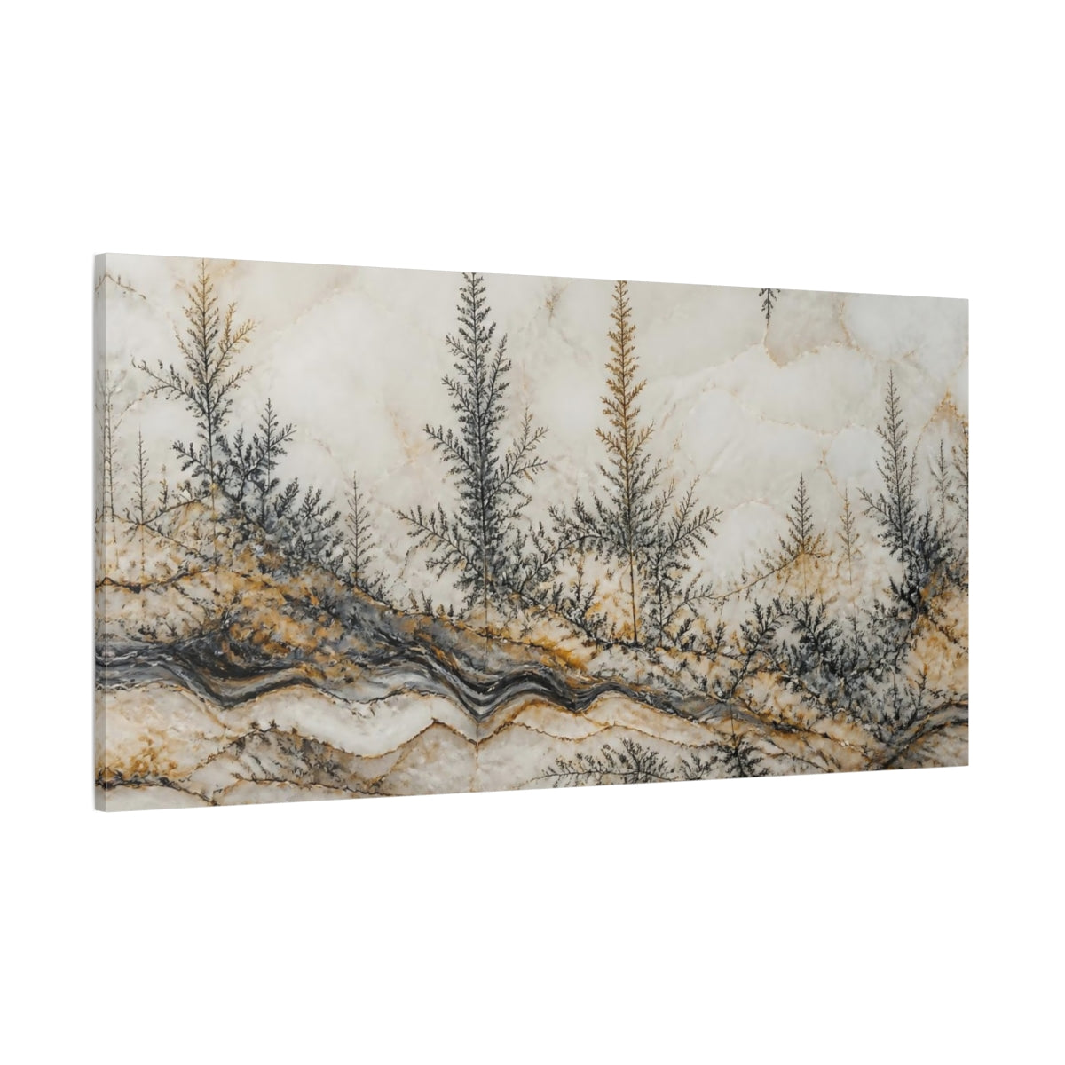 Side Mockup 2. Abstract Limestone Dendrites shown as canvas print
