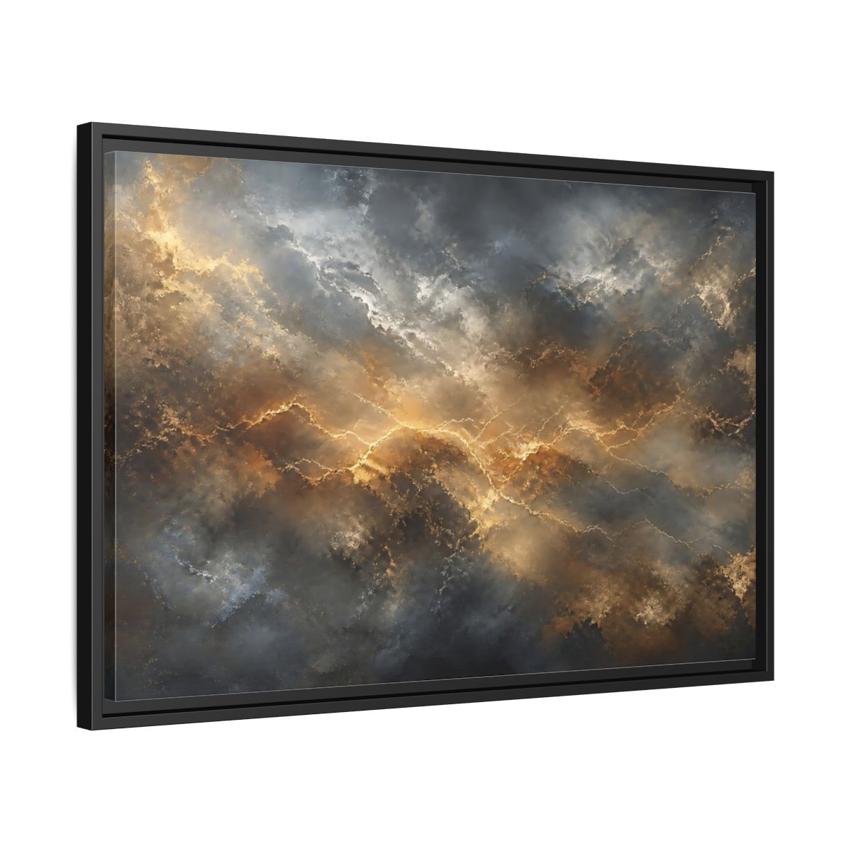 Side Mockup 14. Abstract Abstract Pattern Gold And Gray shown as stretched canvas wall art