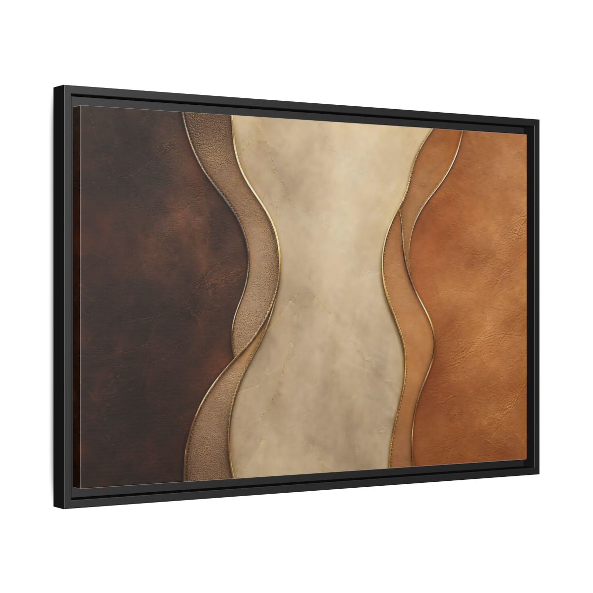 Side Mockup 14. Abstract Textured Layers Brown Beige Gold shown as stretched canvas wall art