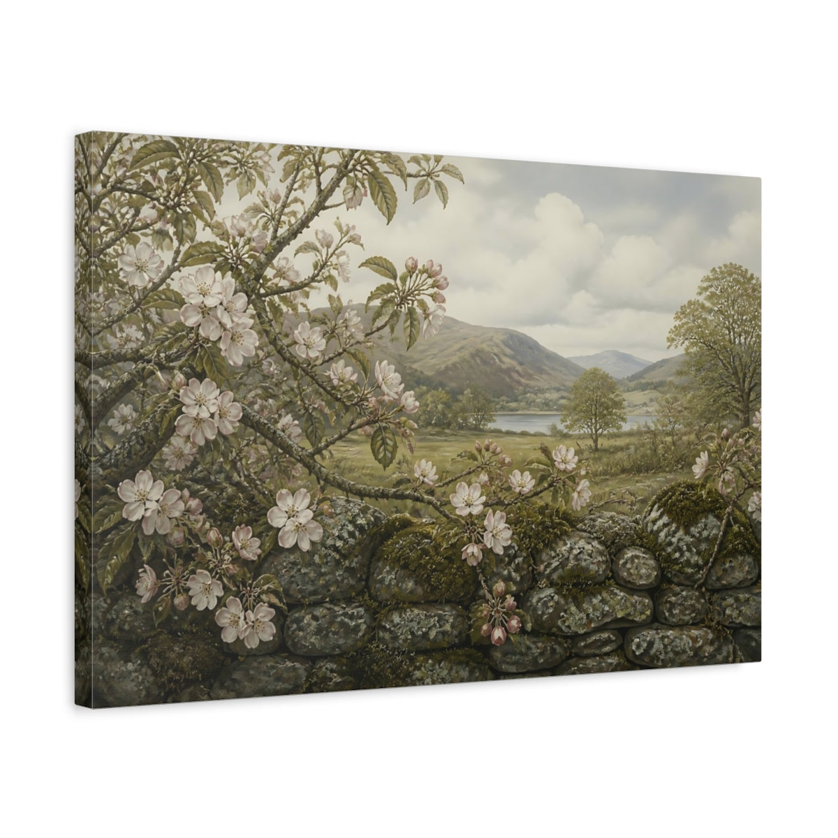 Side Mockup 3. Apple Blossom Valley View shown as canvas print