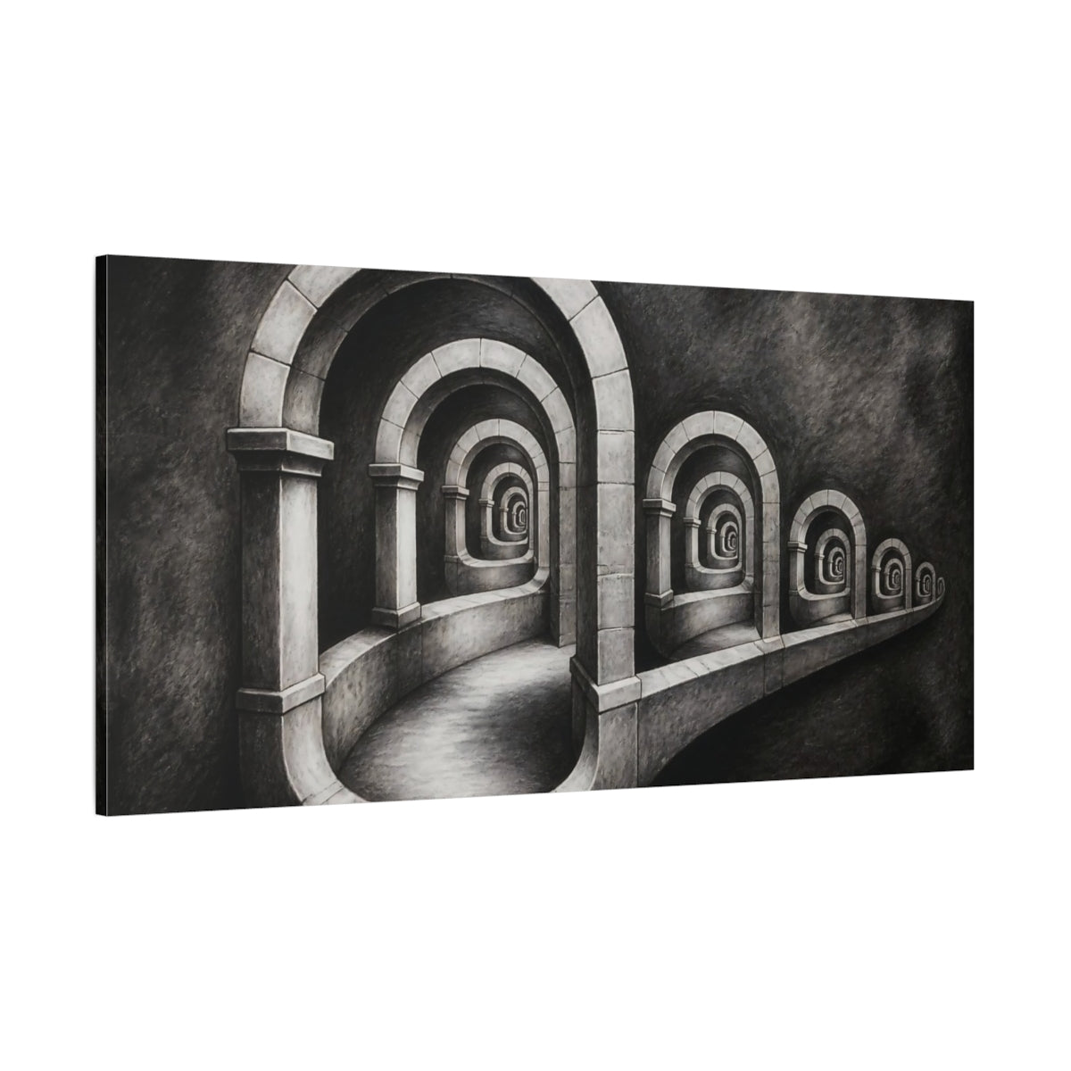 Side Mockup 2. Arched Illusion Corridor shown as canvas print