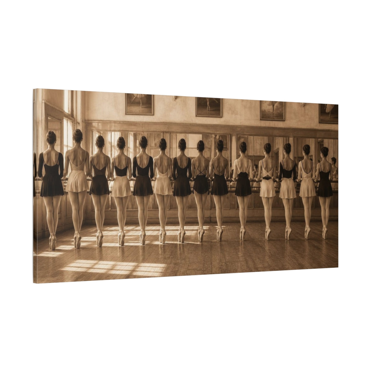 Side Mockup 2. Ballet At The Barre shown as canvas print