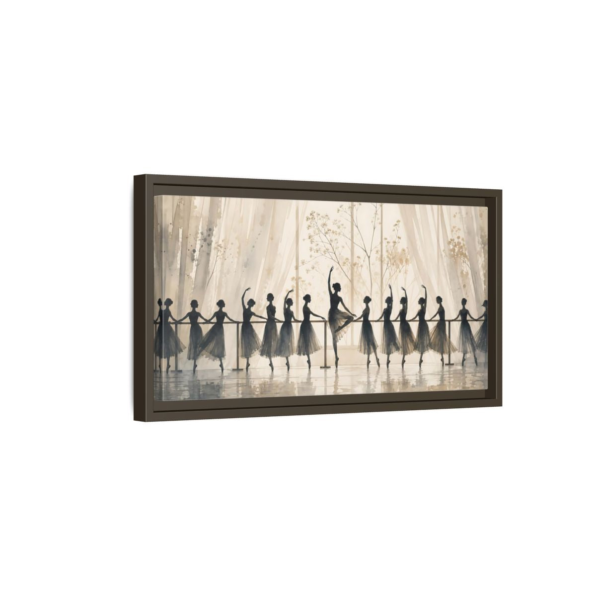 Side Mockup 7. Ballet Barre Rehearsal shown as framed canvas print