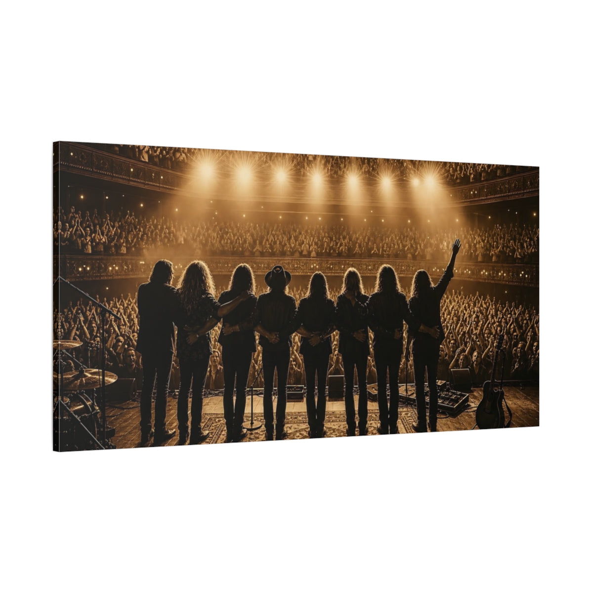 Side Mockup 2. Band Taking A Bow shown as canvas print