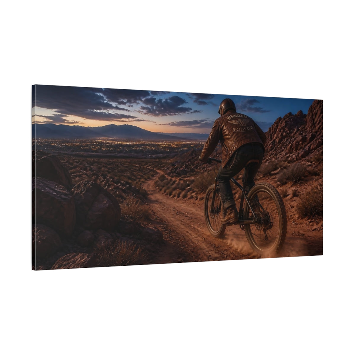 Side Mockup 2. Blue Hour Desert Ride shown as canvas print