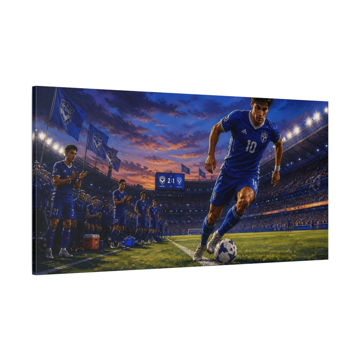 Side Mockup 2. Blue Hour Striker shown as canvas print