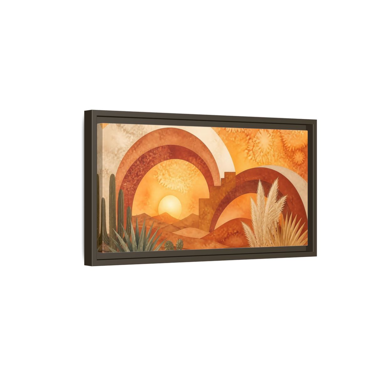 Side Mockup 7. Boho Desert Sunset shown as framed canvas print