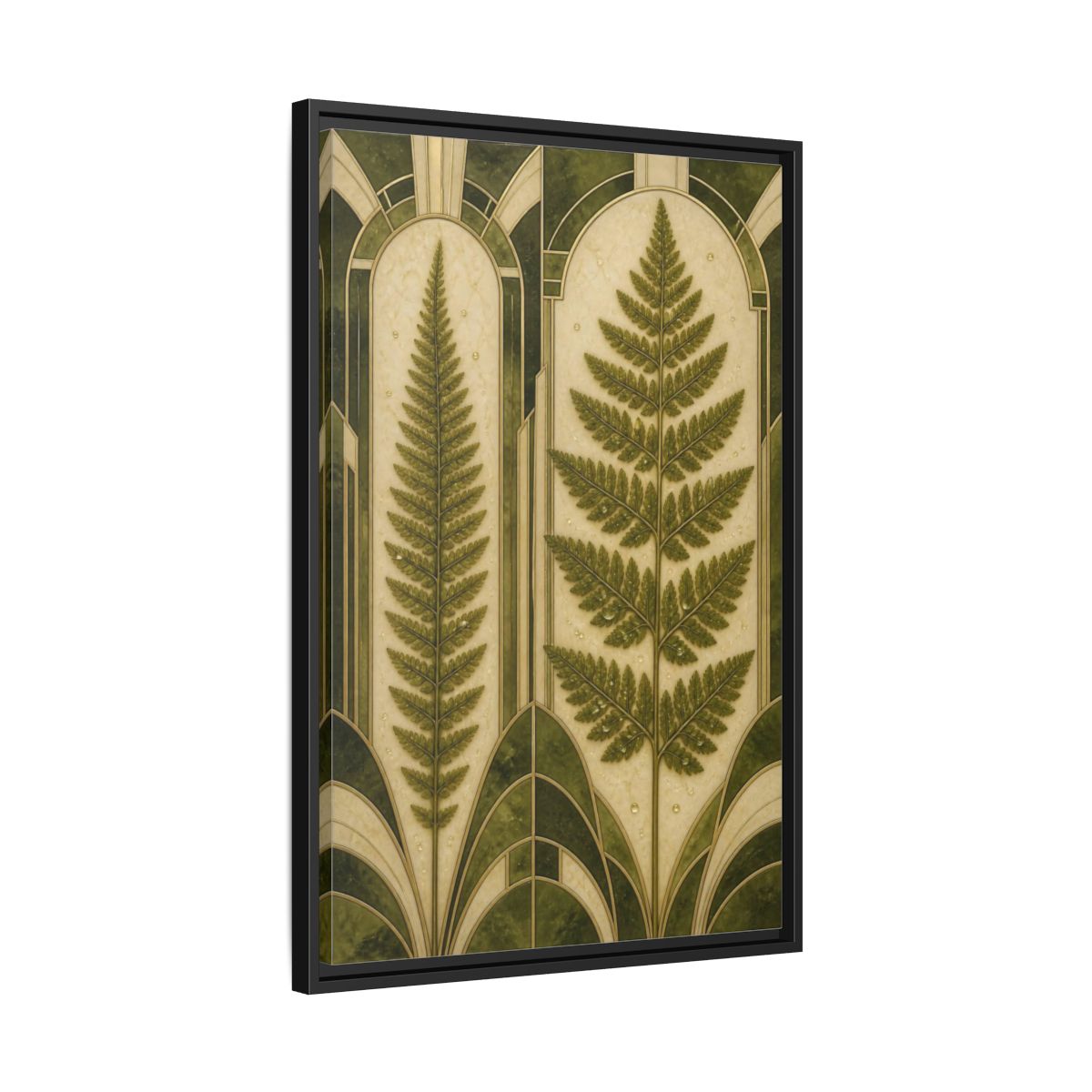 Side Mockup 14. Botanical Fern Frond shown as framed canvas print