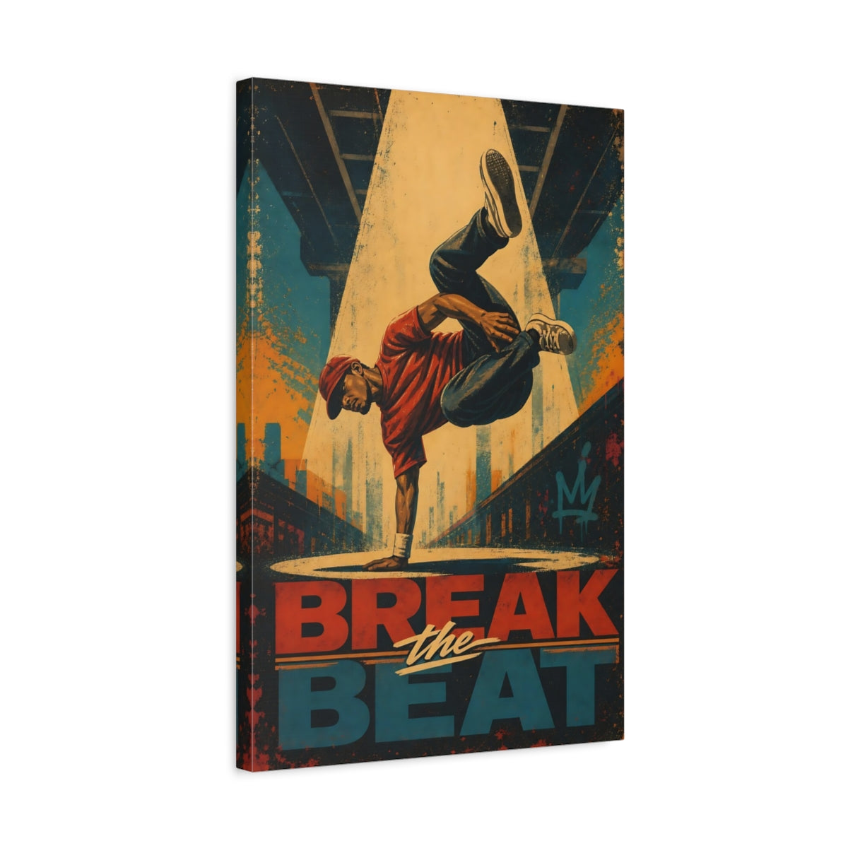 Side Mockup 3. Break The Beat shown as canvas print