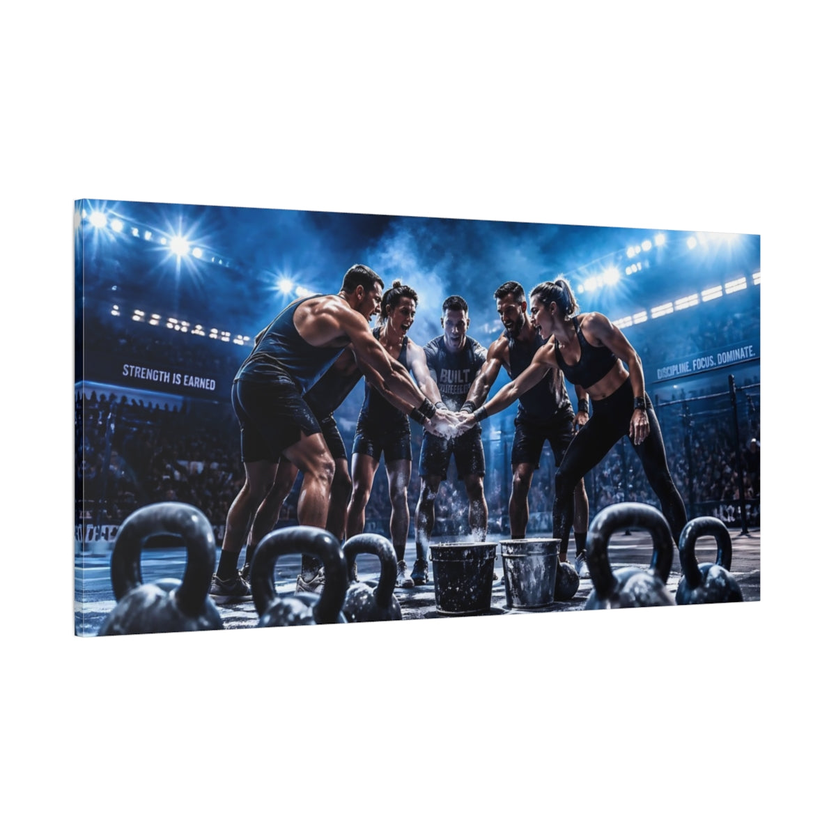 Side Mockup 2. Chalk Huddle Team shown as canvas print