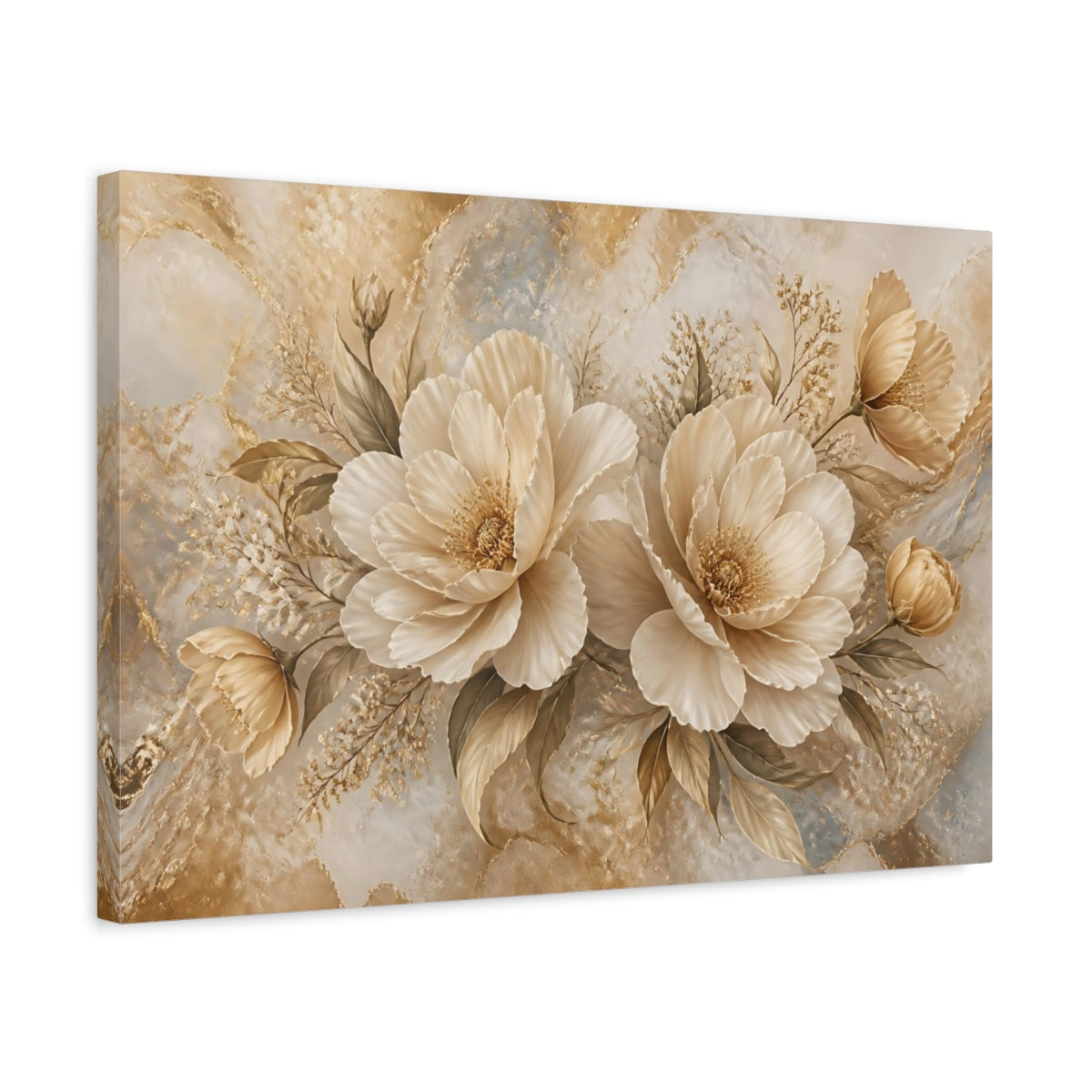 Side Mockup 3. Champagne Floral Bouquet shown as canvas print