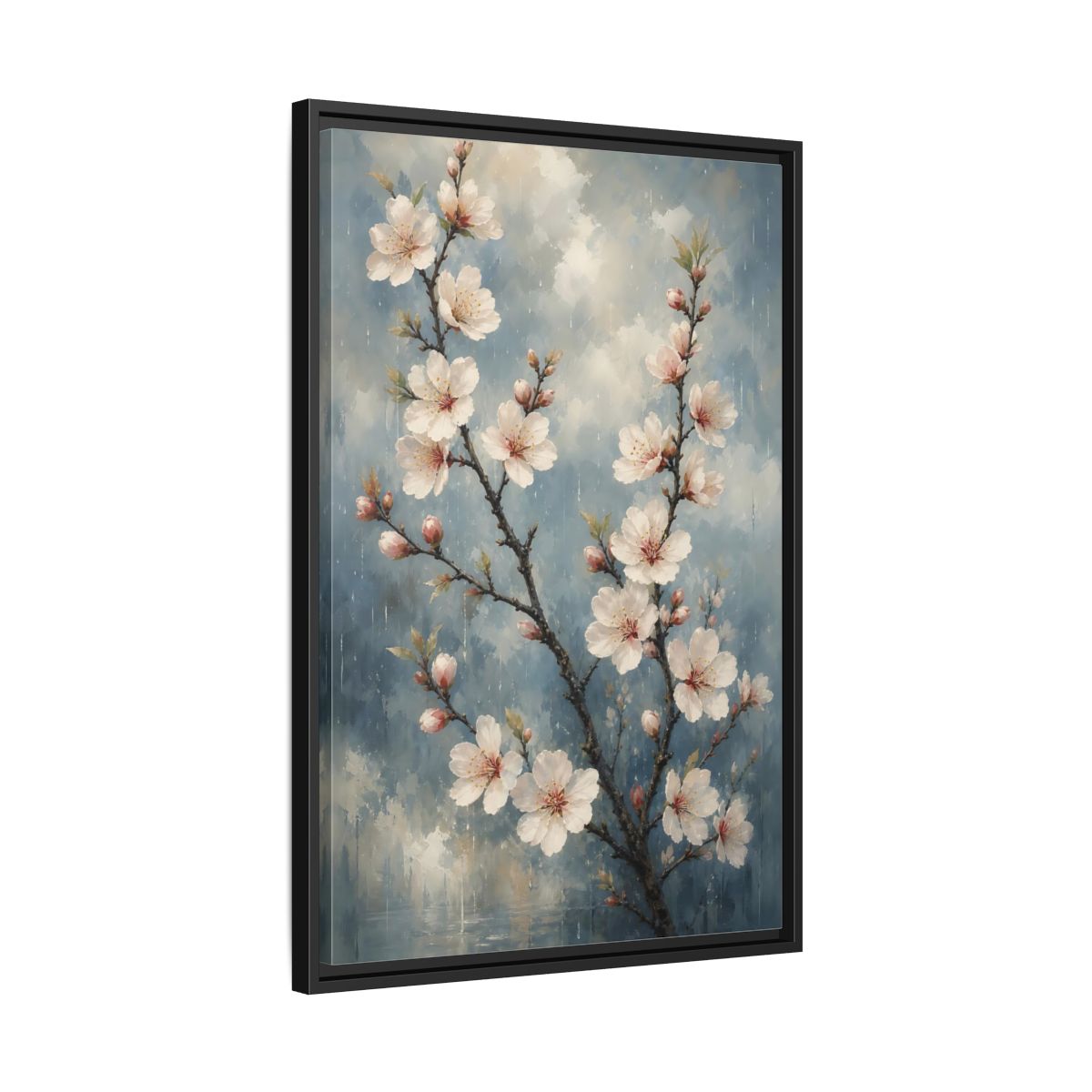 Side Mockup 14. Cherry Blossom Branch shown as framed canvas print