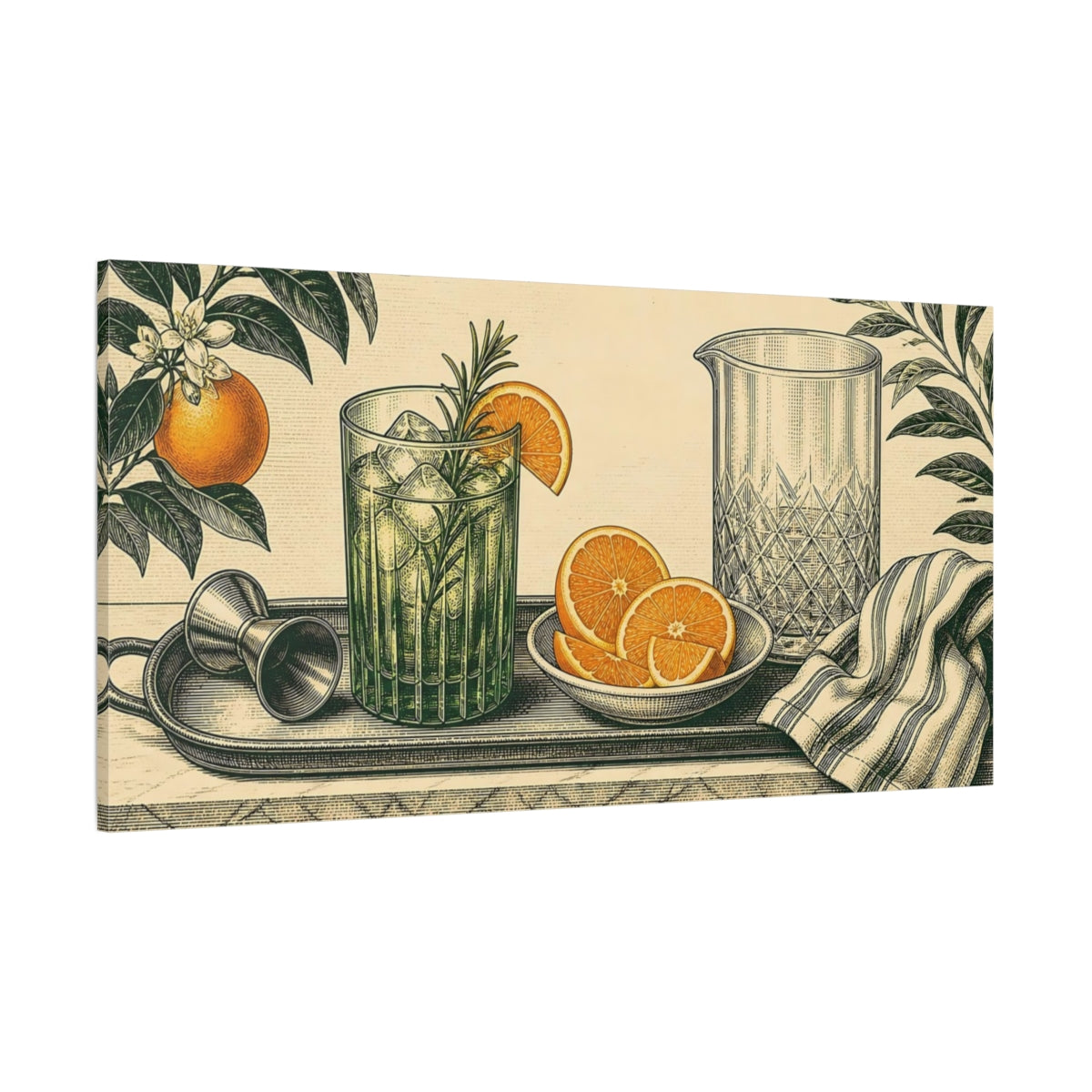 Side Mockup 2. Citrus Bar Still Life shown as canvas print