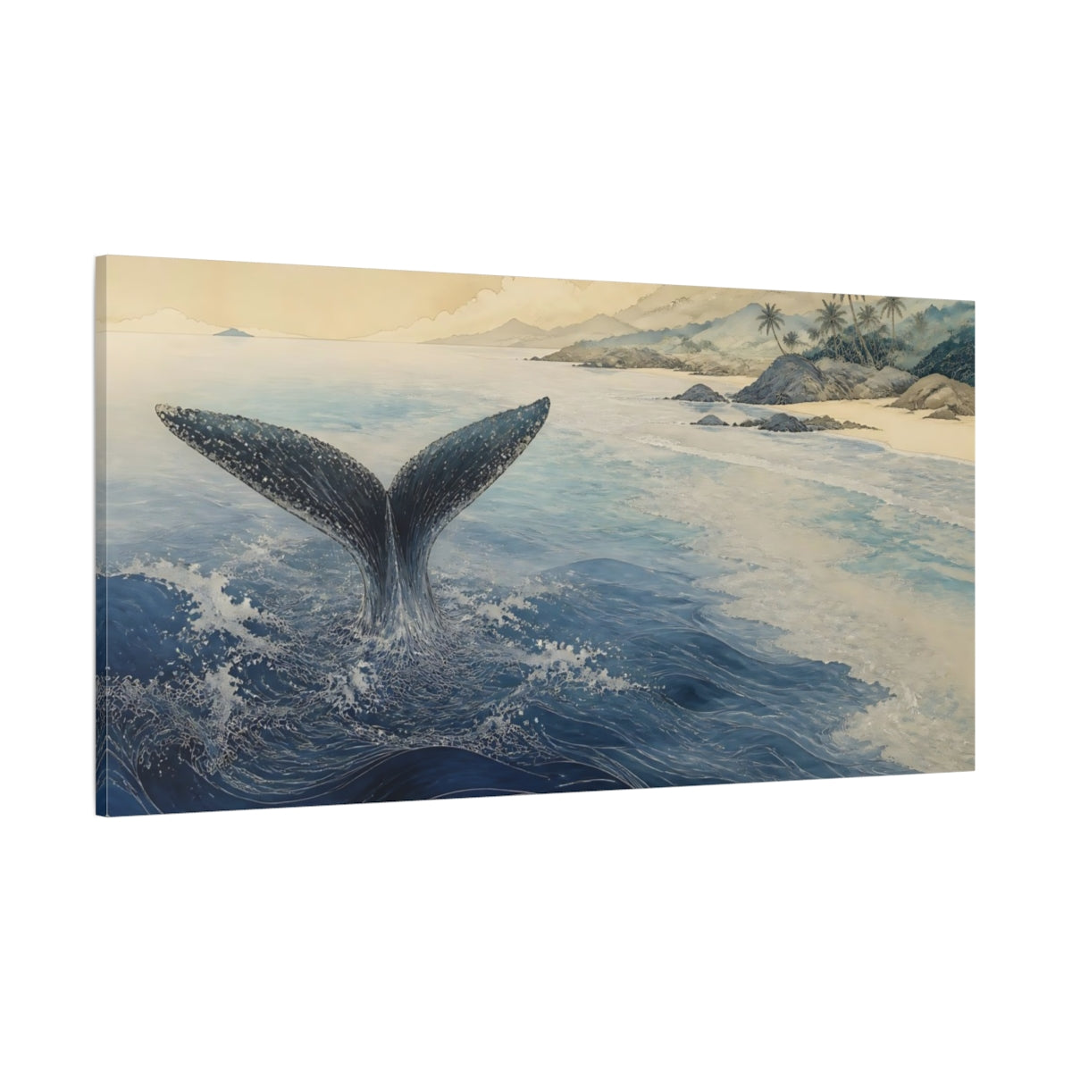 Side Mockup 2. Coastal Whale Tail shown as canvas print
