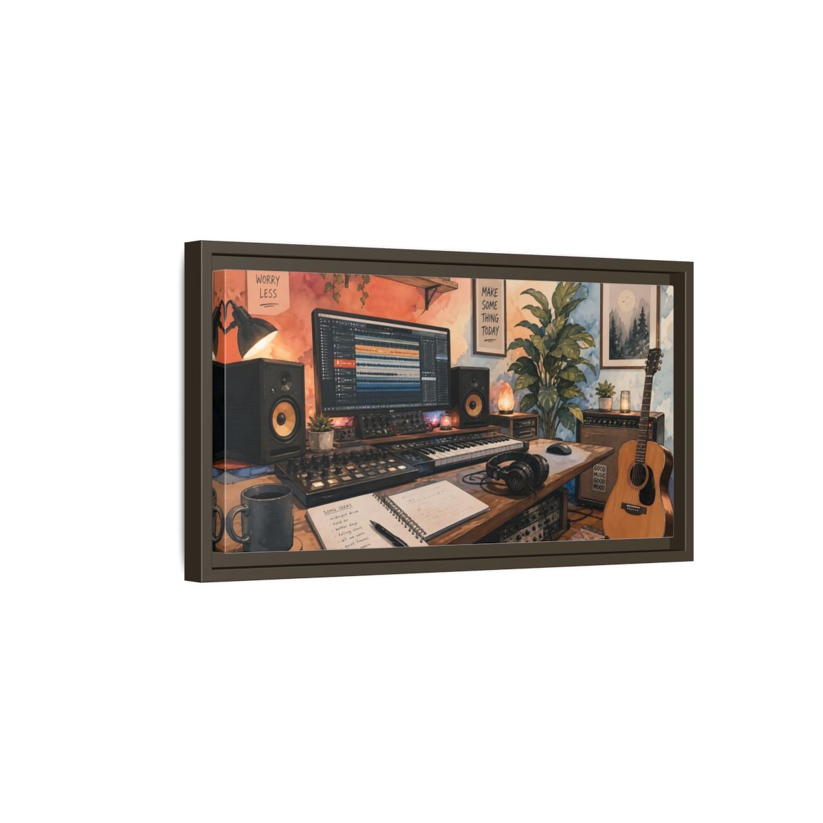 Side Mockup 7. Cozy Home Music Studio shown as framed canvas print
