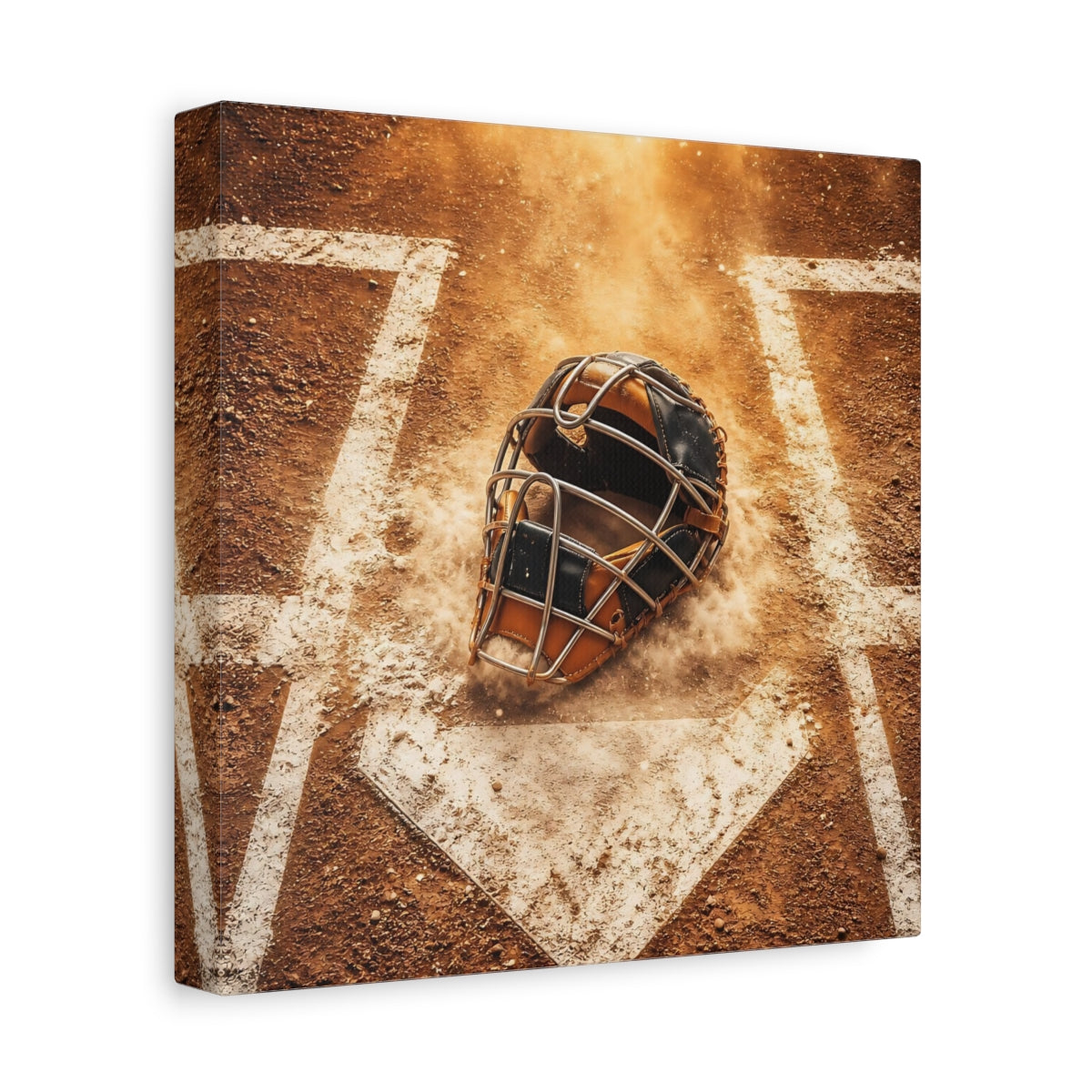 Side Mockup 9. Dusty Catcher's Mask shown as canvas print