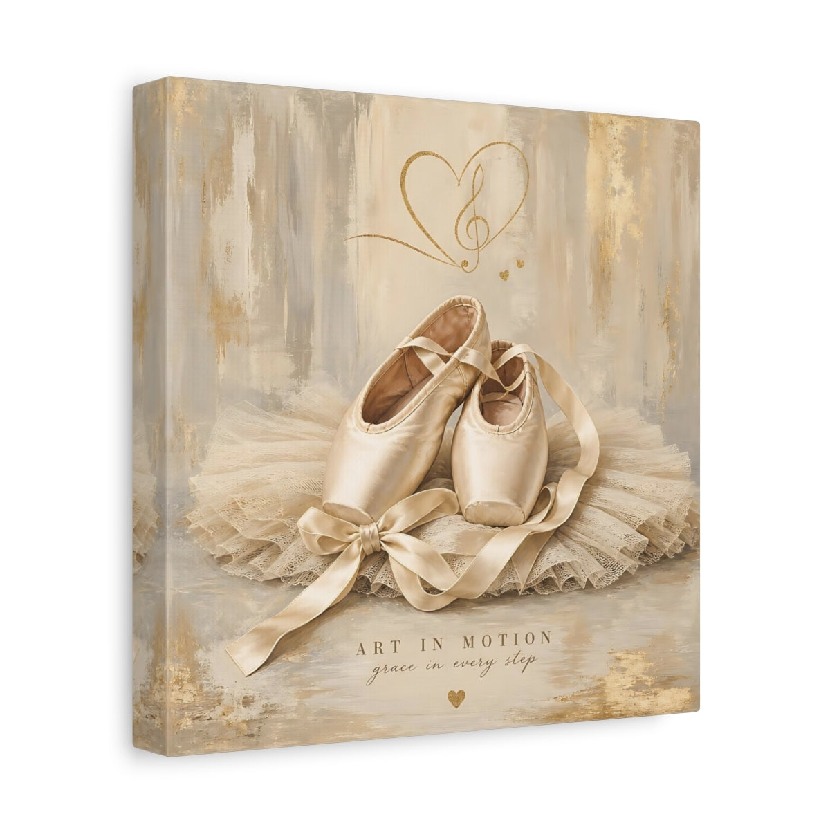 Side Mockup 9. Fairytale Ballet Shoes Gold And Beige shown as canvas print