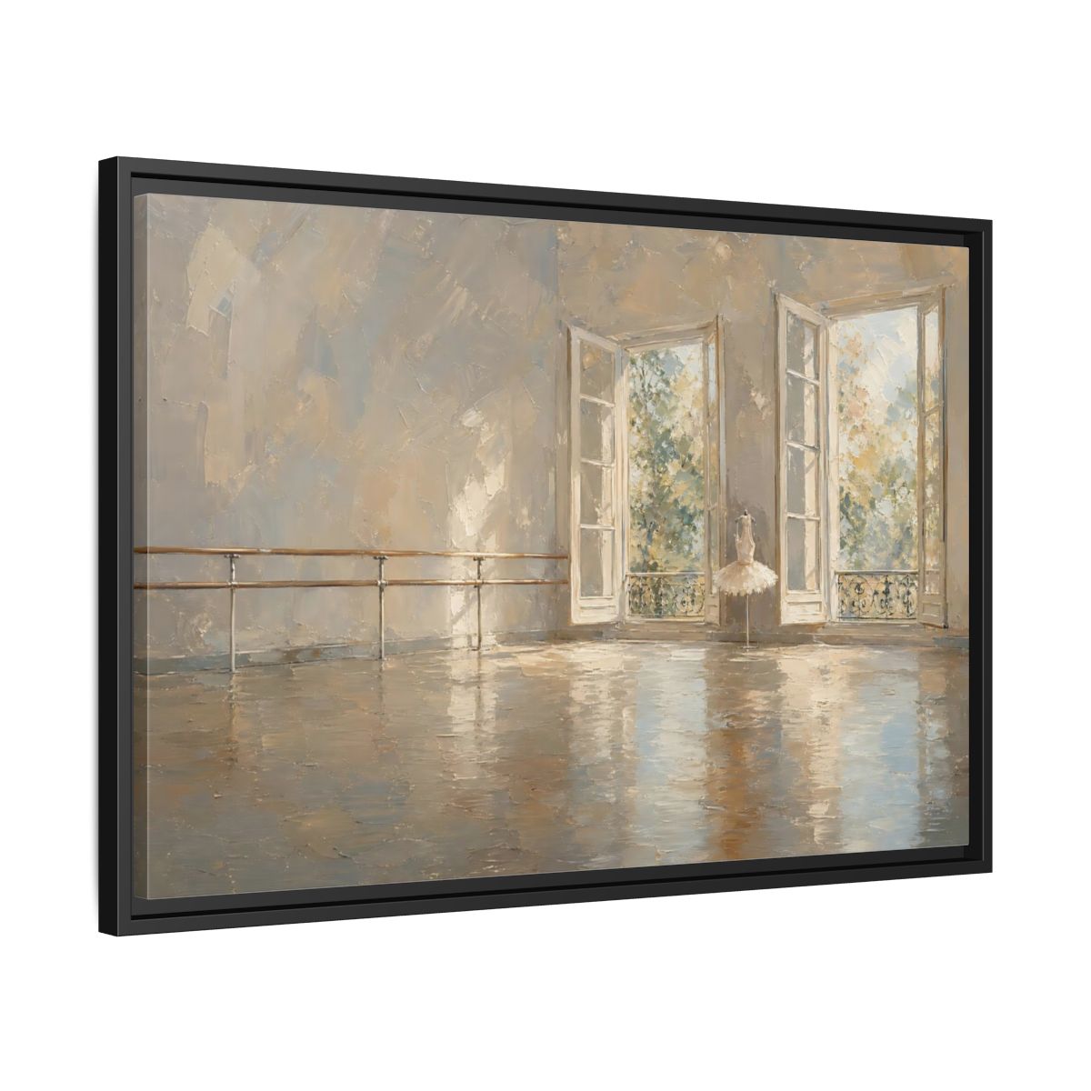 Side Mockup 14. Fairytale Ballet Tutu Light Neutrals shown as framed canvas print