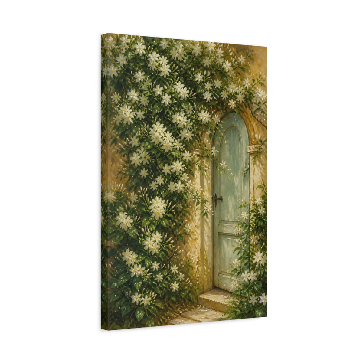 Side Mockup 3. Floral Garden Door shown as canvas print