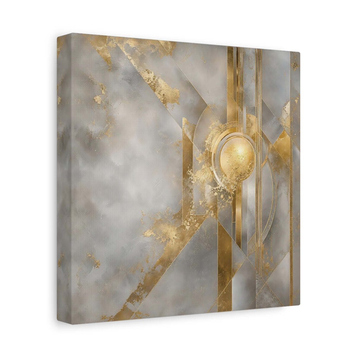 Side Mockup 9. Gilded Geometric Sun shown as canvas print
