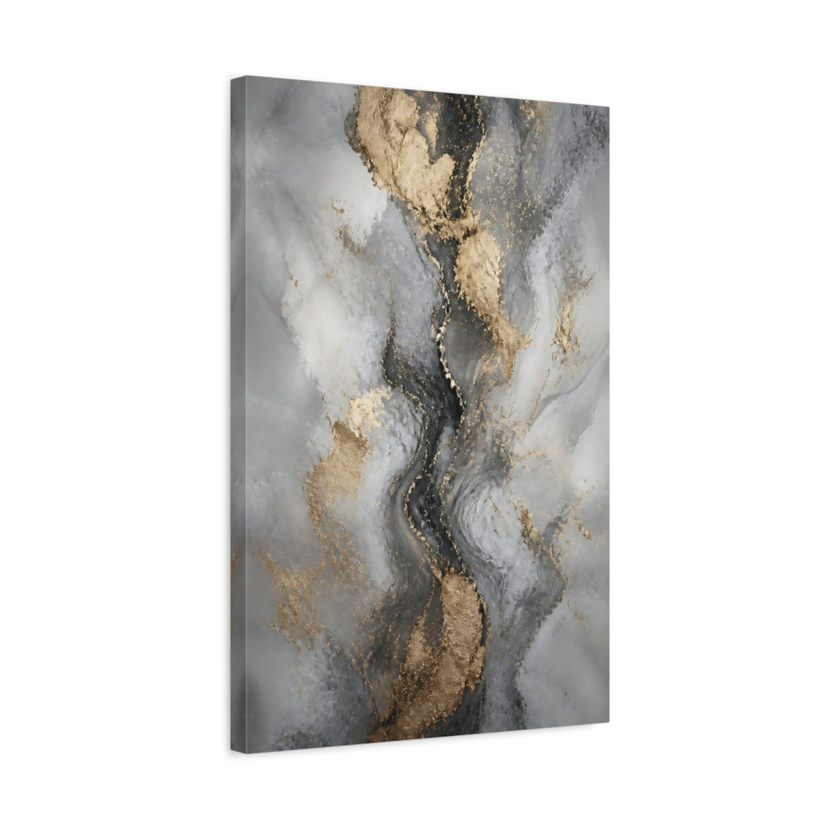 Side Mockup 3. Gilded Marble Flow shown as canvas print