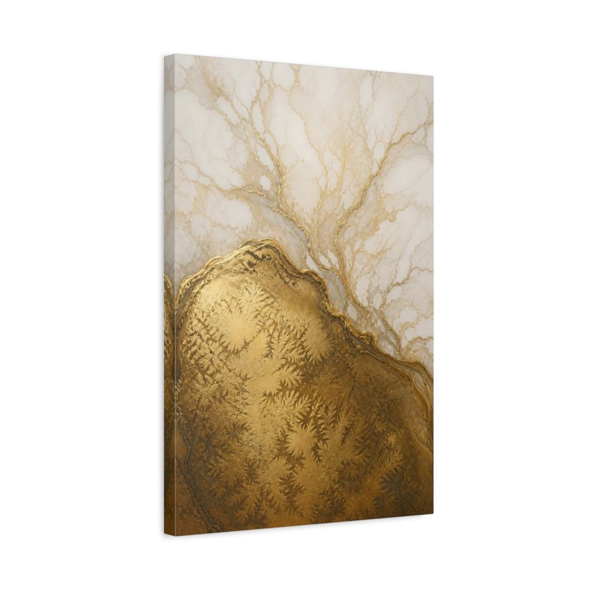 Side Mockup 3. Gold Geode Abstract shown as canvas print