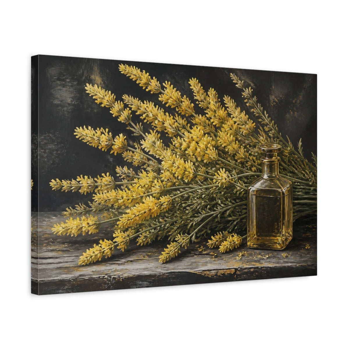 Side Mockup 3. Golden Lavender Flowers shown as canvas print