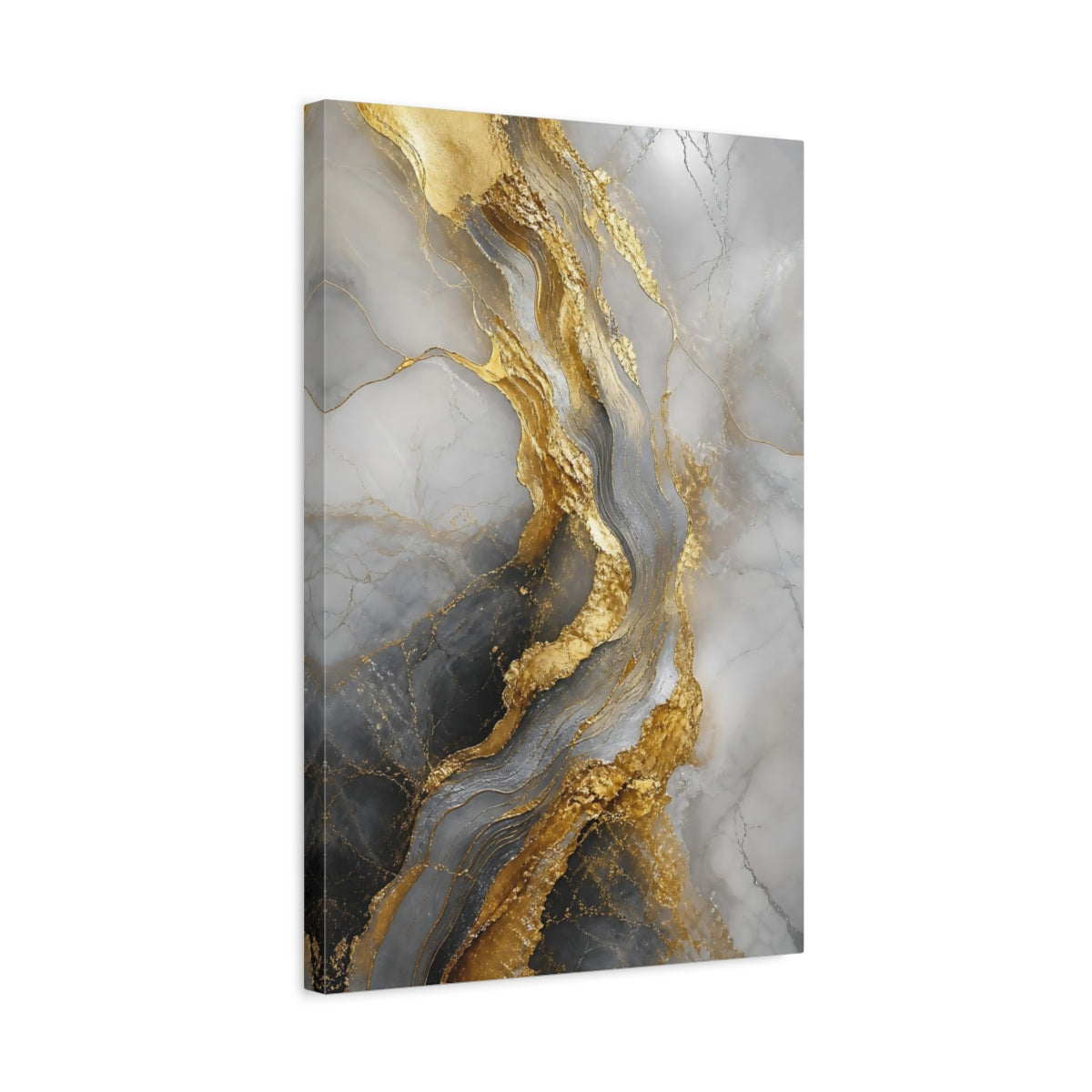 Side Mockup 3. Golden Marble Veins shown as canvas print