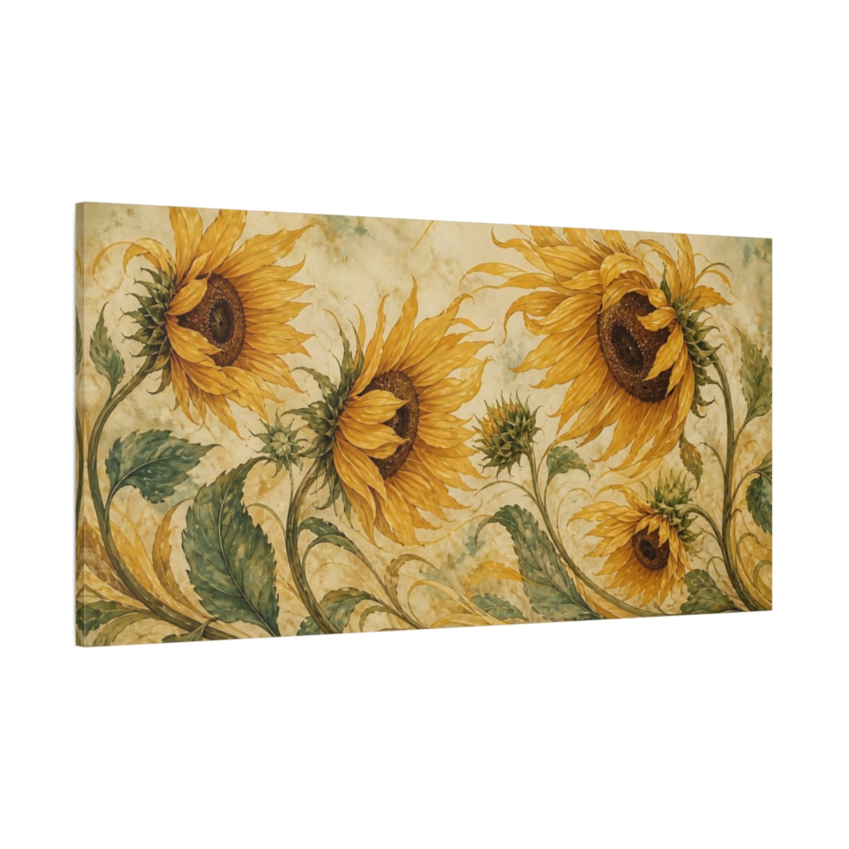 Side Mockup 2. Golden Sunflower Bouquet shown as canvas print
