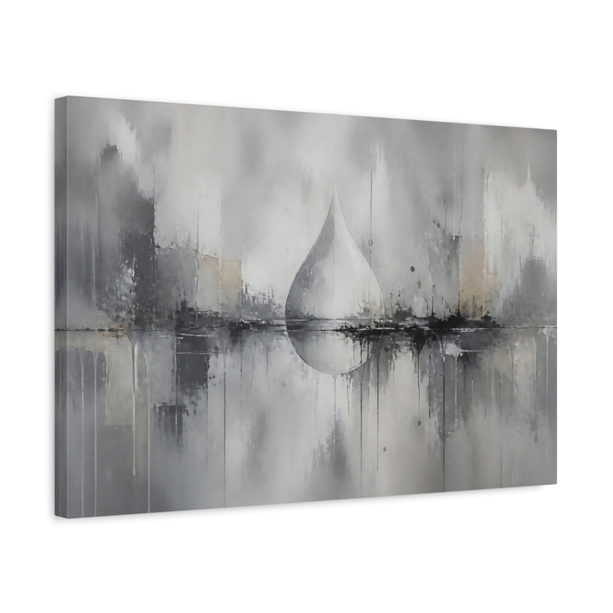 Side Mockup 3. Grey Teardrop Reflection shown as canvas print