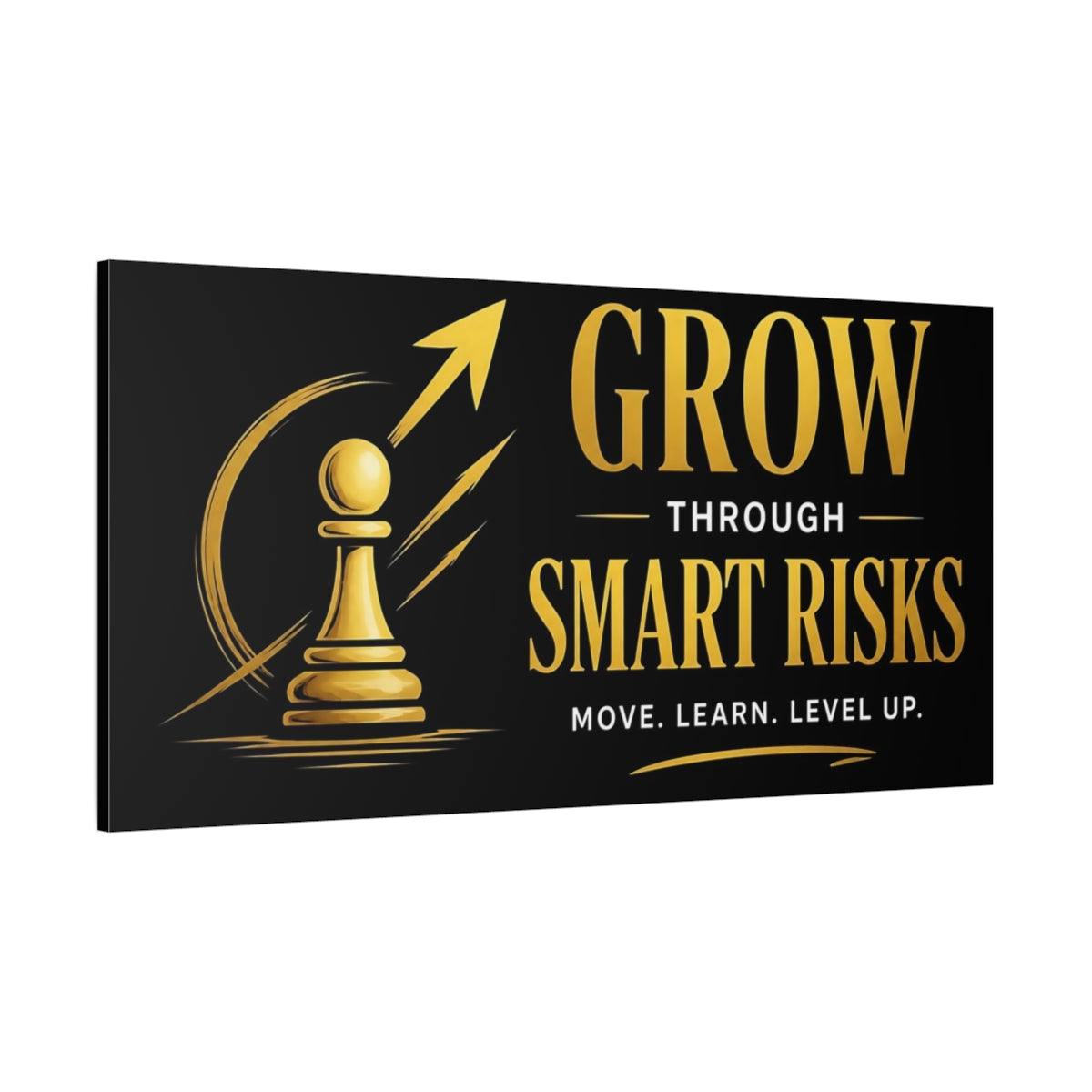 Side Mockup 2. Grow Through Smart Risks shown as canvas print