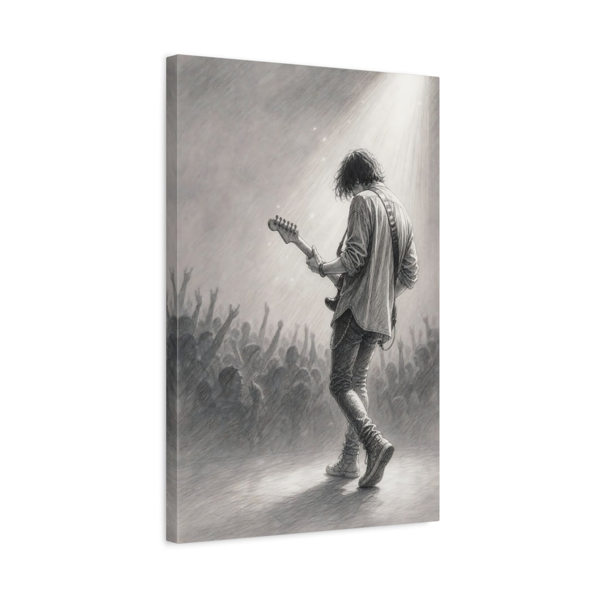 Side Mockup 3. Guitarist In Spotlight shown as canvas print