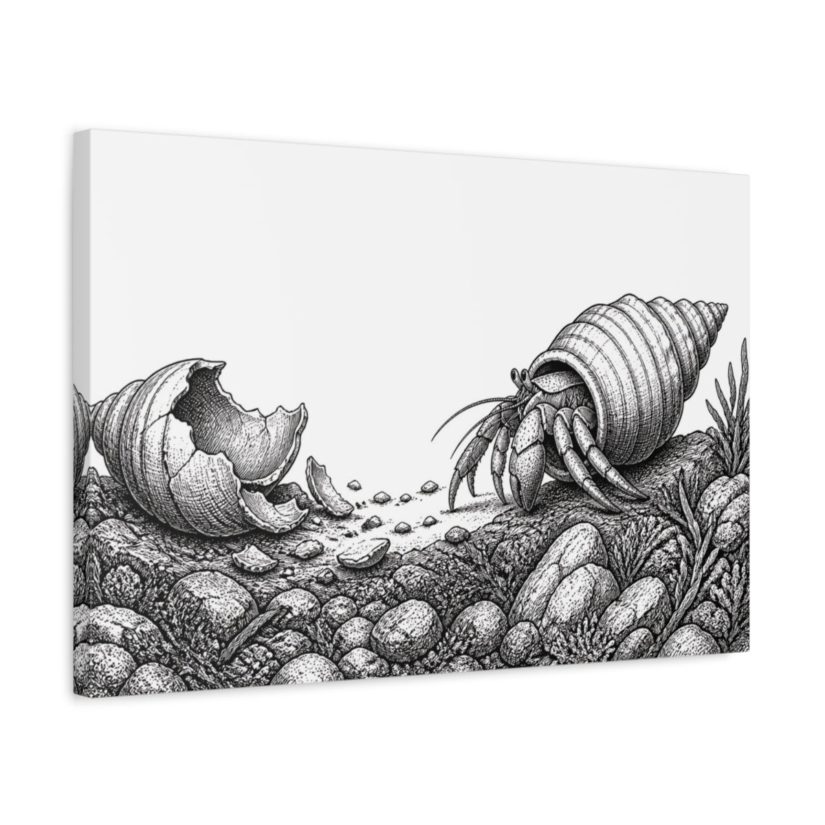 Side Mockup 3. Hermit Crab Motivation shown as canvas print