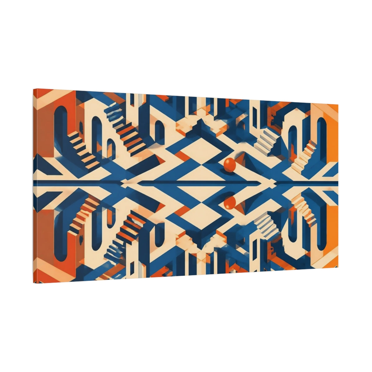 Side Mockup 2. Impossible Staircase Illusion shown as canvas print