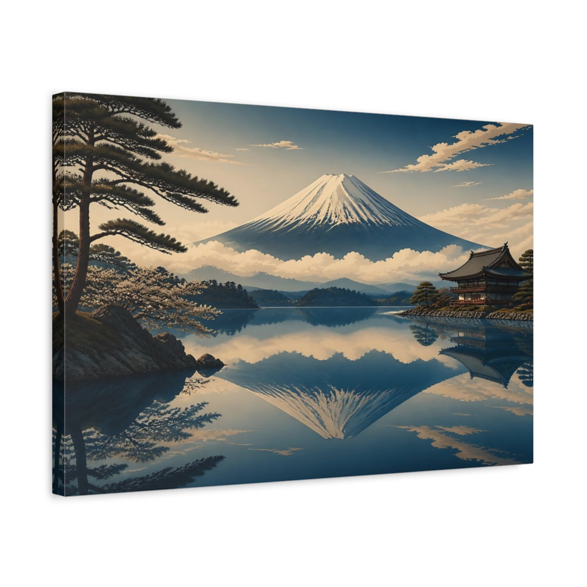 Side Mockup 3. Japanese Mount Fuji Reflection shown as canvas print