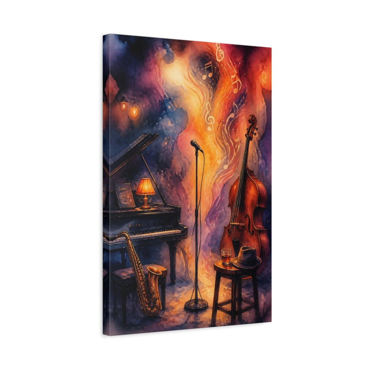 Side Mockup 3. Jazz Club Reverie shown as canvas print