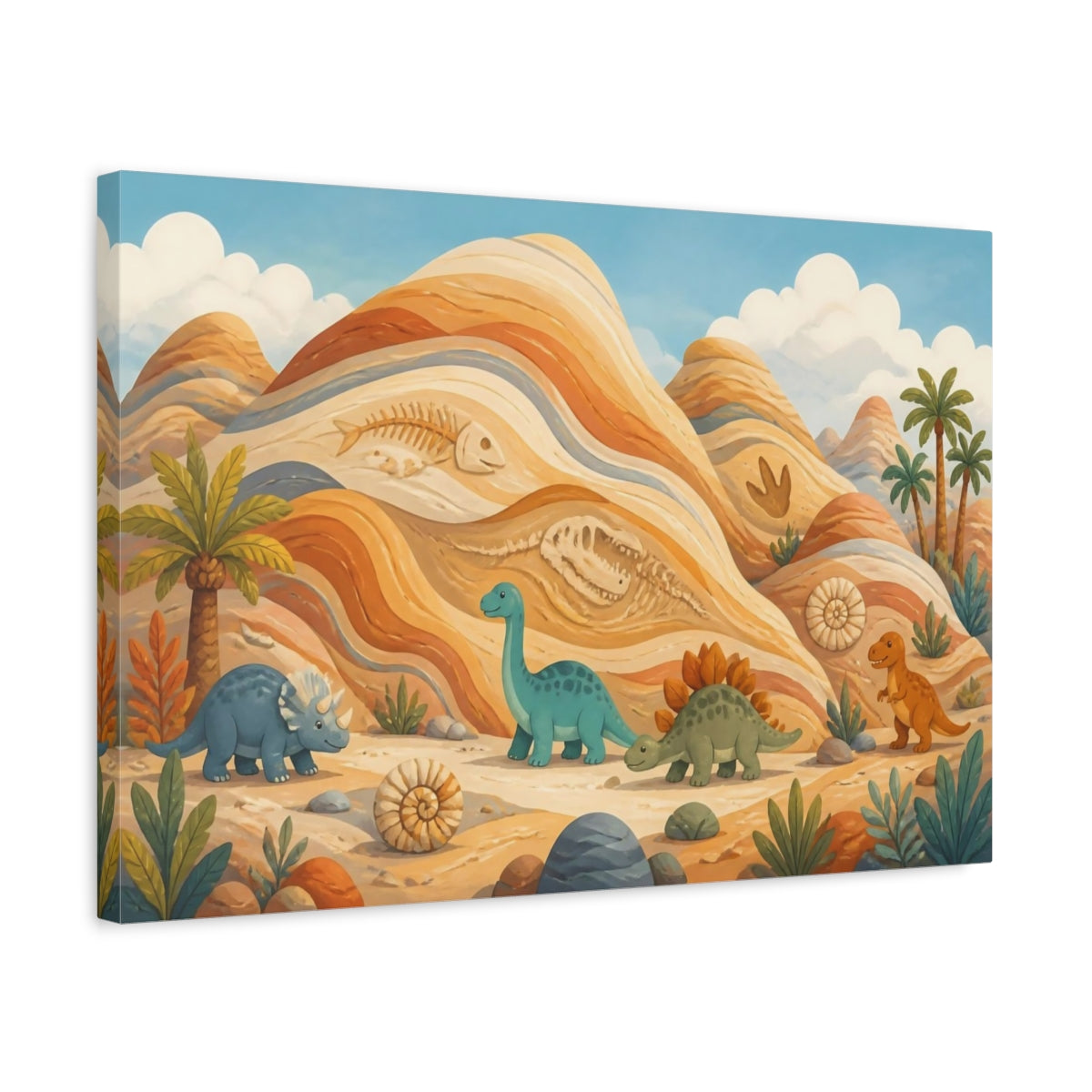 Side Mockup 3. Kids Room Dinosaur Dunes shown as canvas print