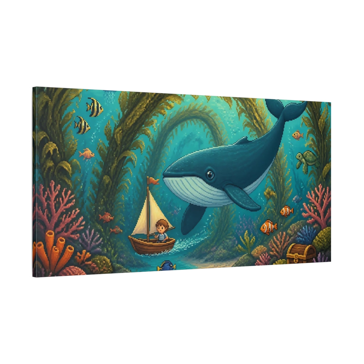 Side Mockup 2. Kids Whale Adventure shown as canvas print