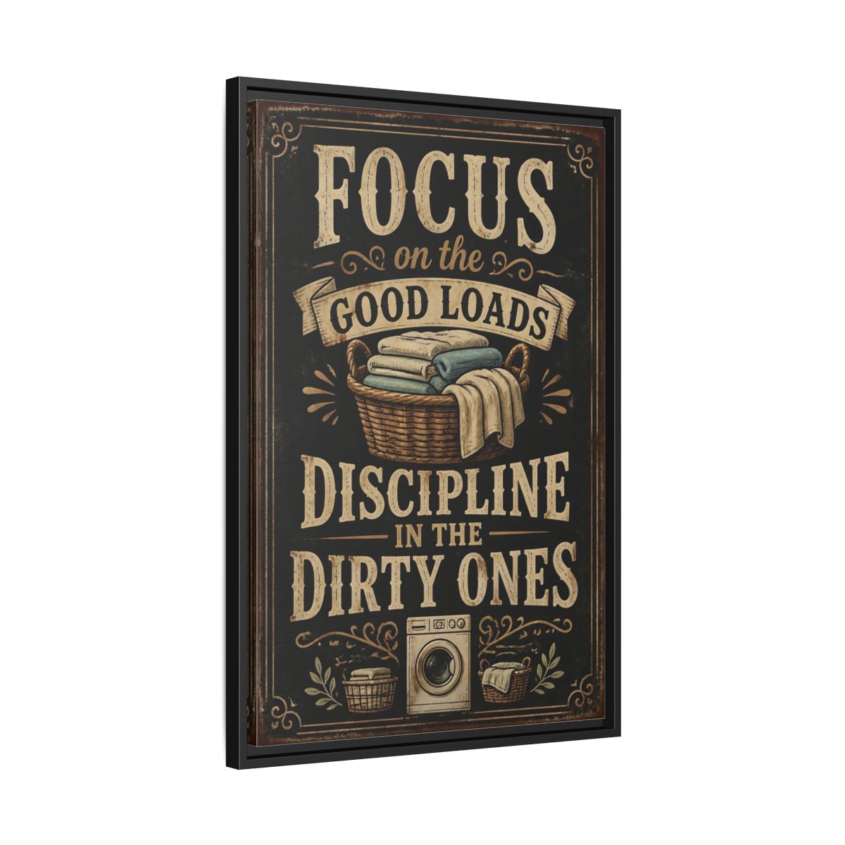 Side Mockup 14. Laundry Quote Sign shown as framed canvas print