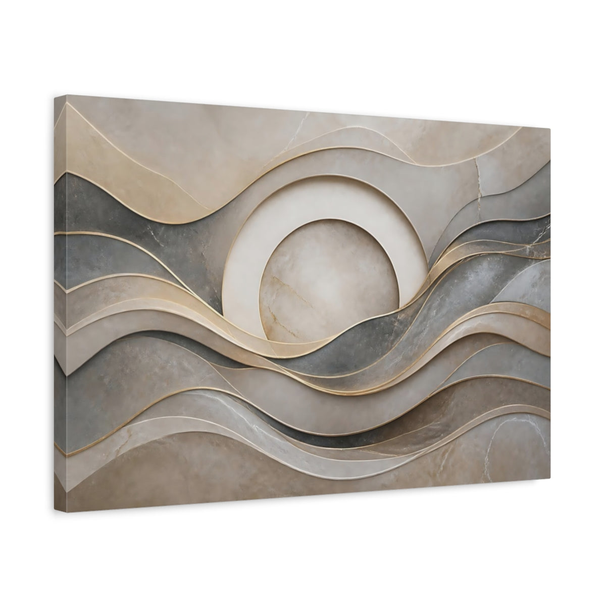Side Mockup 3. Layered Stone Waves shown as canvas print