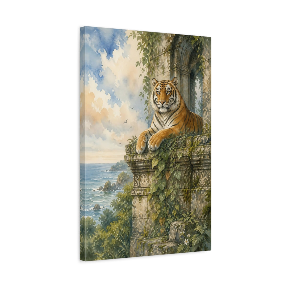 Side Mockup 3. Majestic Tiger Animal shown as canvas print