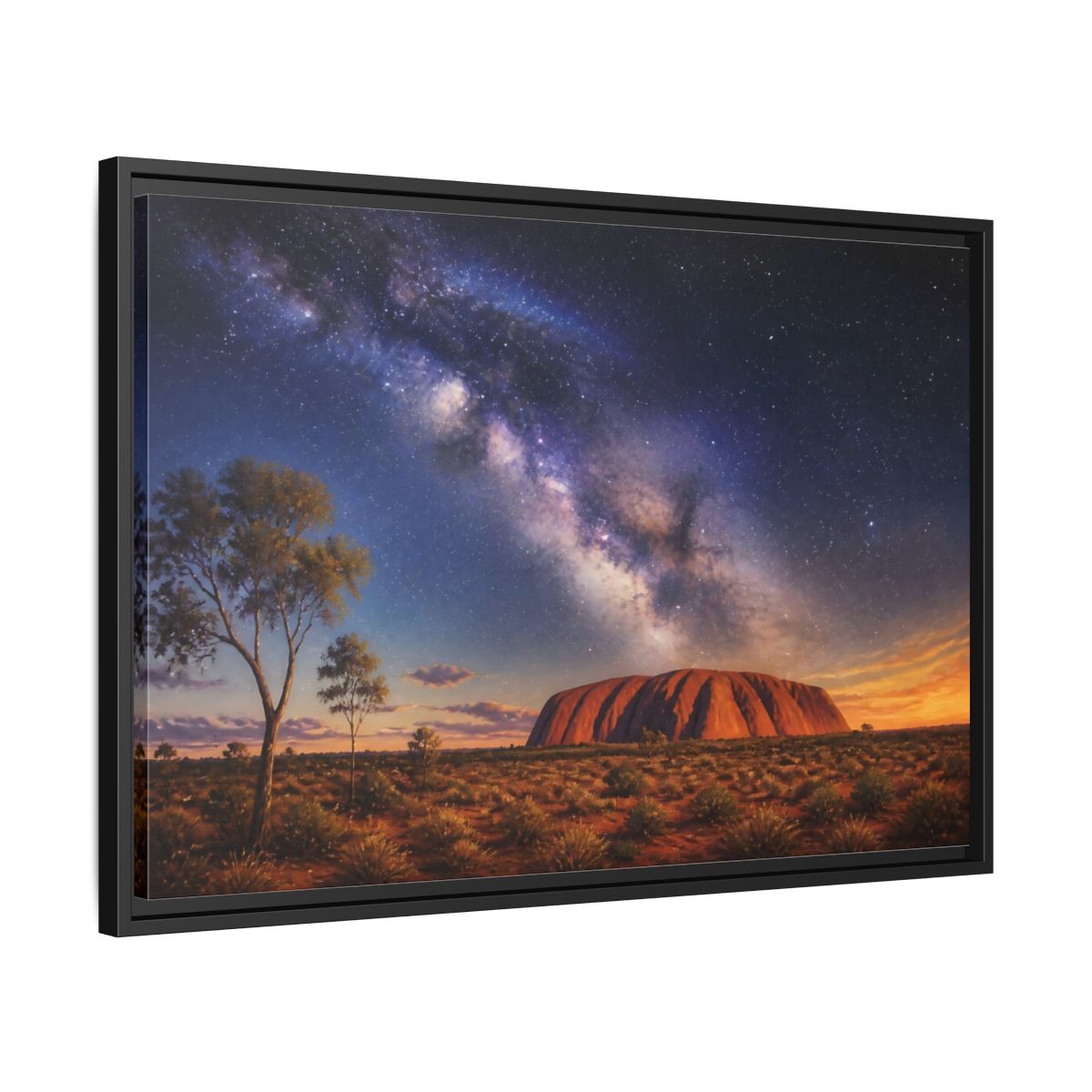 Side Mockup 14. Milky Way Above Uluru shown as framed canvas print