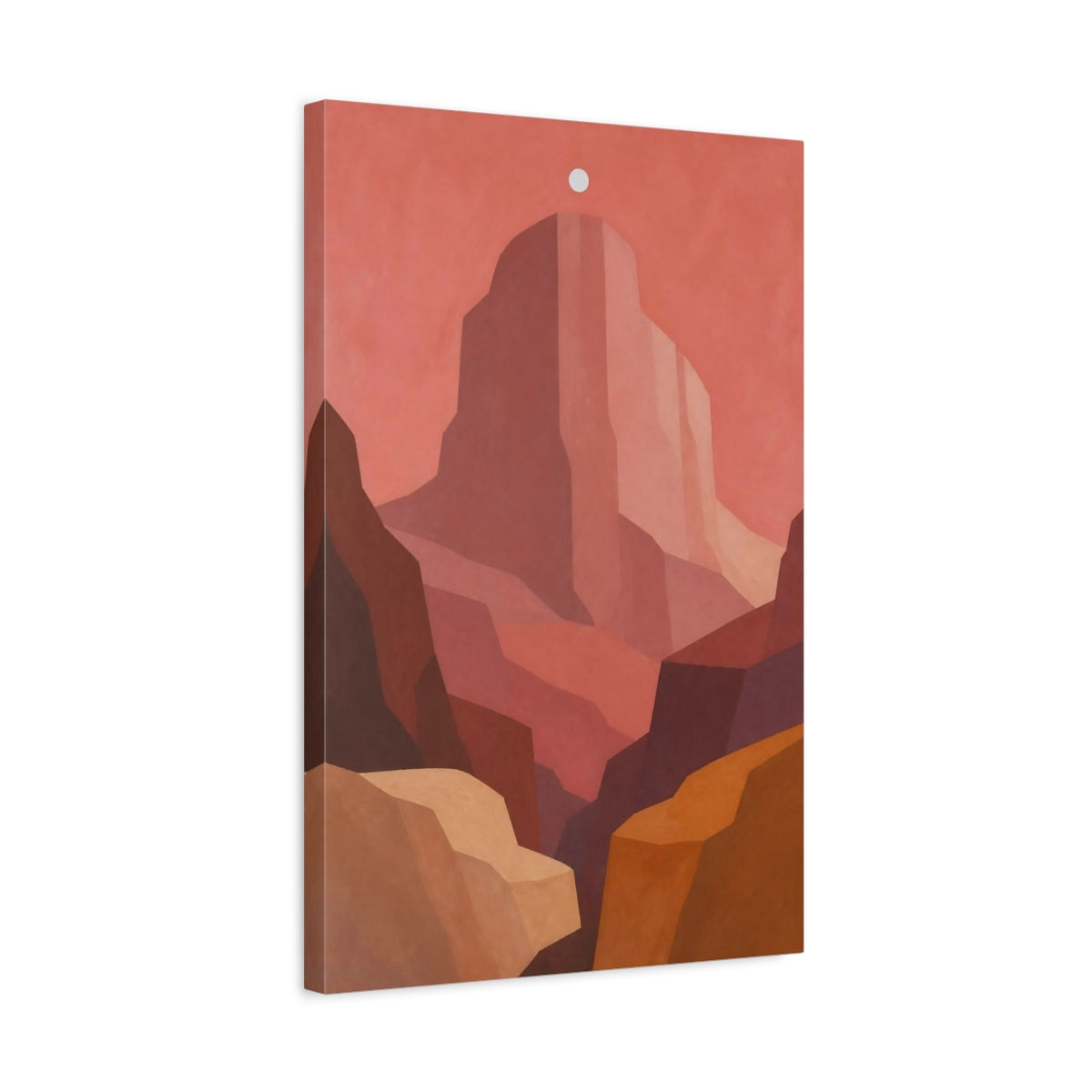 Side Mockup 3. Modern Rose Canyon Peak shown as canvas print