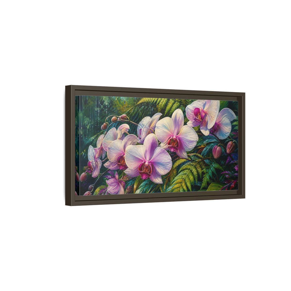 Side Mockup 7. Moonlit Pink Orchids shown as framed canvas print