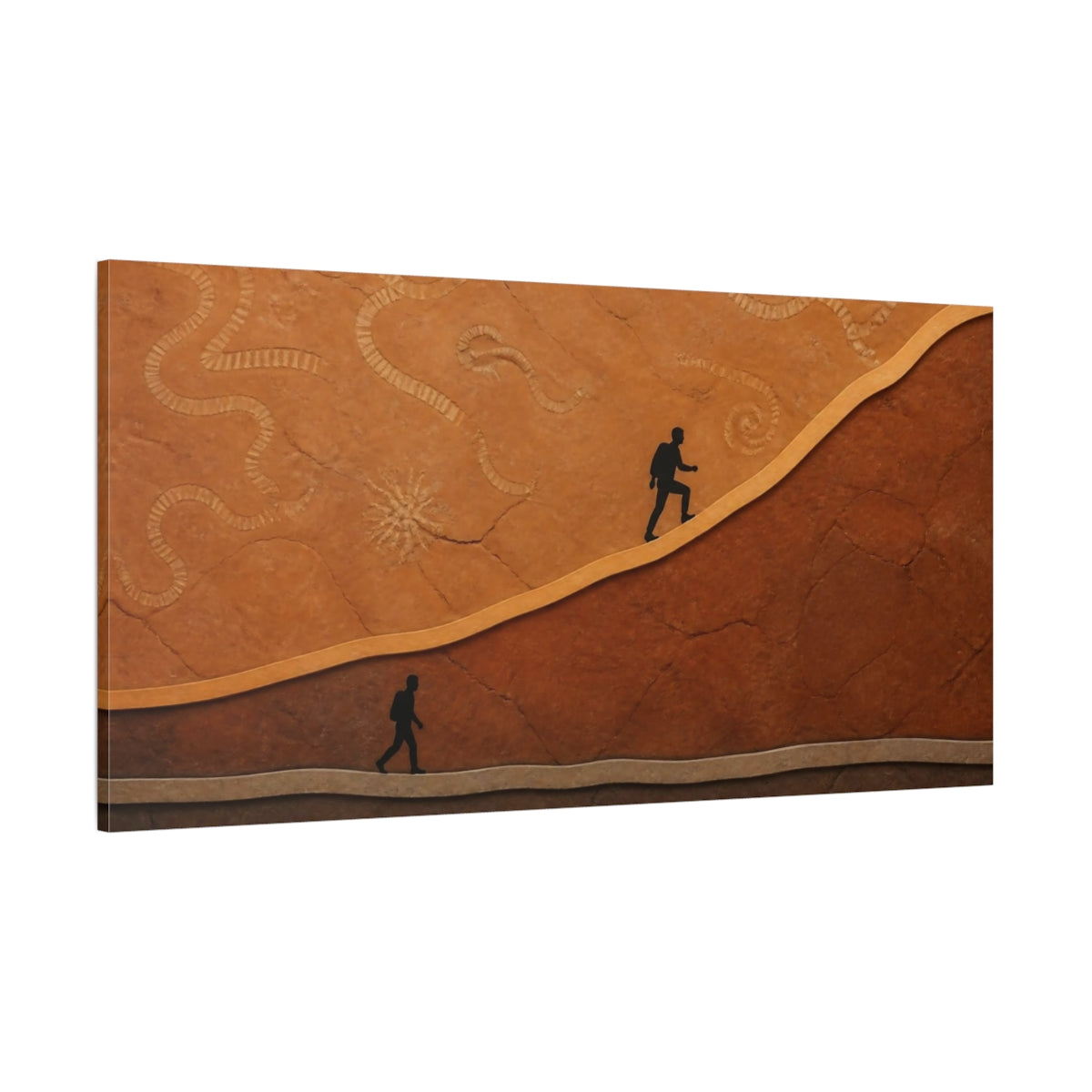Side Mockup 2. Motivation Hiker On Fossil Slab shown as canvas print