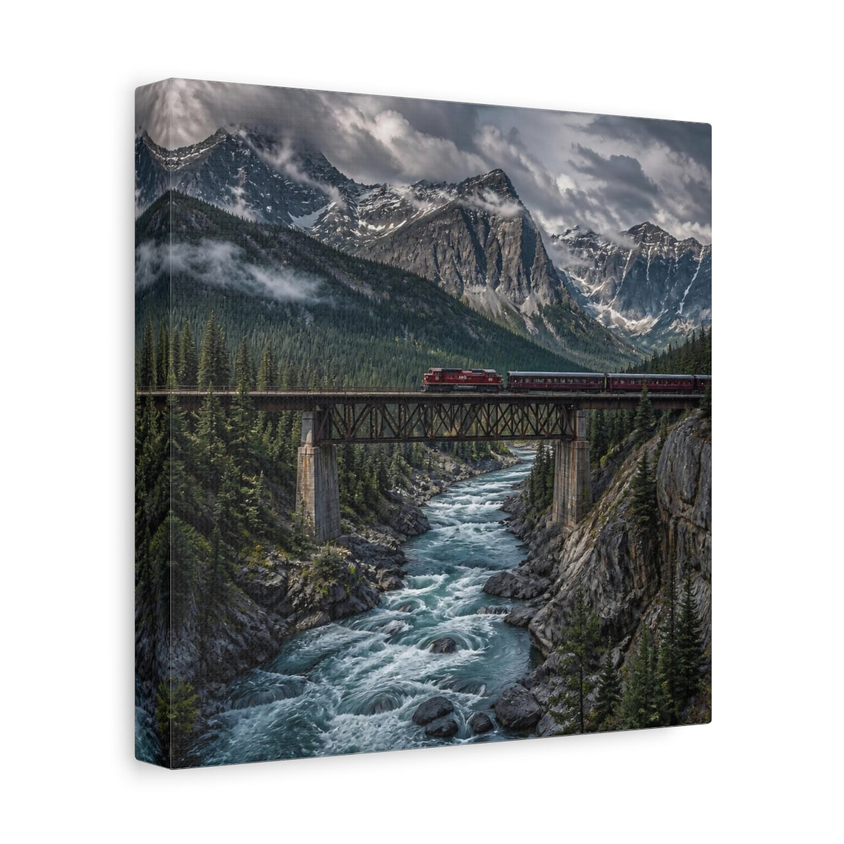 Side Mockup 9. Mountain Landscape With Train shown as canvas print